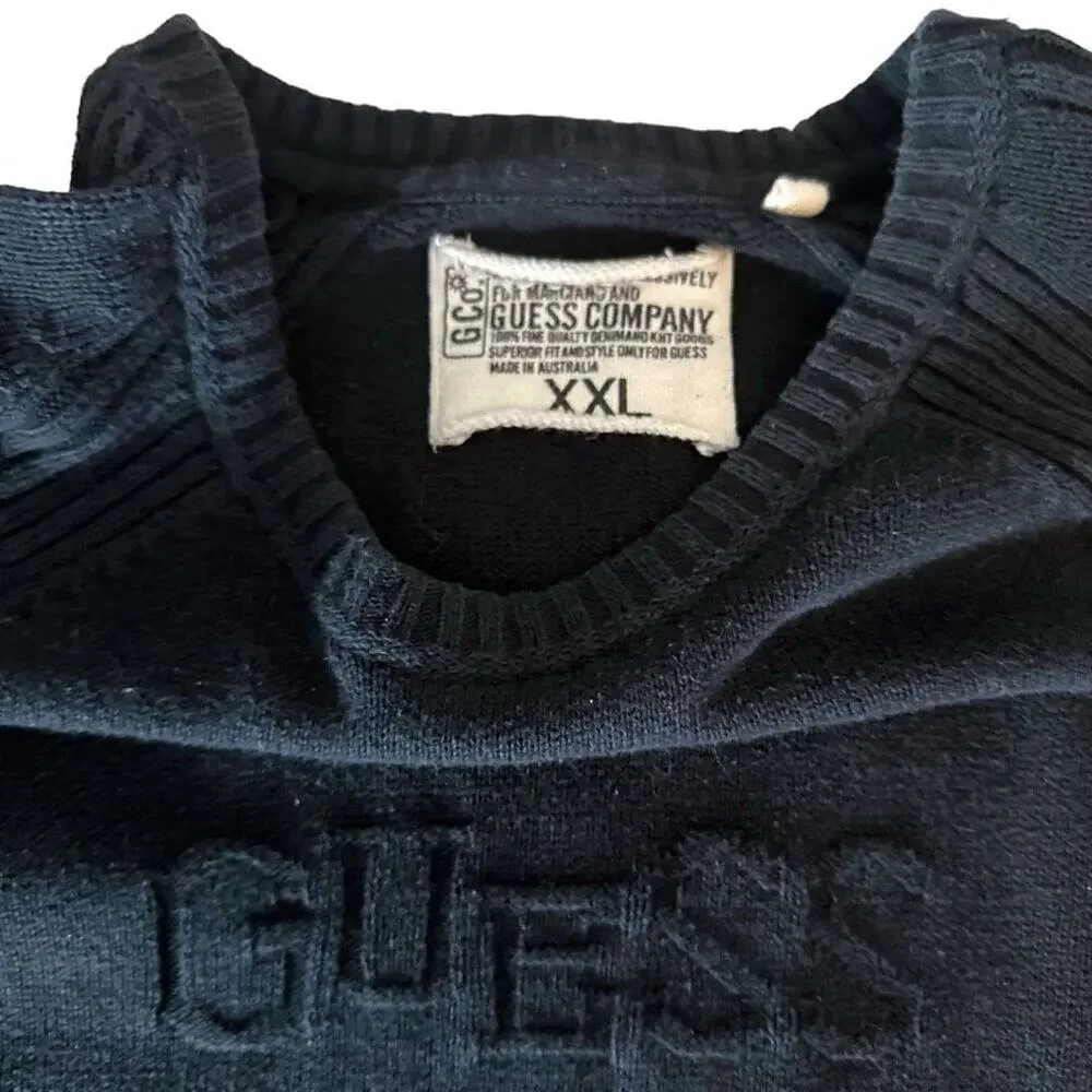 Guess Vintage Y2K Knit Woven Sweater Men’s XXL - Casual Preppy Designer Luxury - Picture 6 of 13